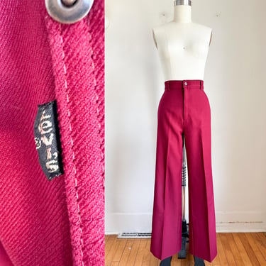 Vintage 1970s Levis Raspberry Bell Bottom Pants / S-M 