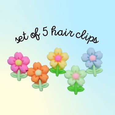 Flower Hair Clip Set Pastel Floral Barrettes 