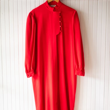 Vintage 1960s Red Wool Dress Large