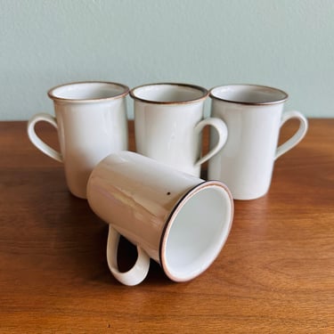 Dansk Brown Mist 4 tall mugs / hard to find large size coffee cups / 1970s Danish Modern stoneware 