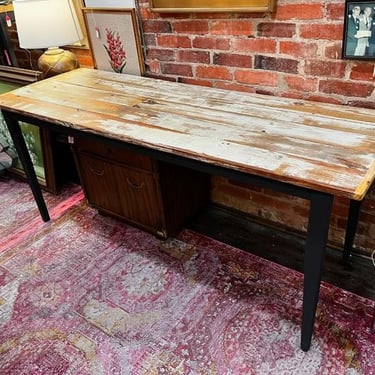 Whitewashed reclaimed wood table. 72” x25.5” x 30” 