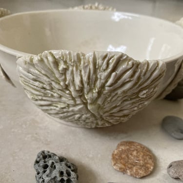 Handmade Art Pottery sea urchin Abstract Clay bowl~ signed artist, pottery~ Seaside Beach House Decor~ Costal Shell bowl~ unique Gifts 