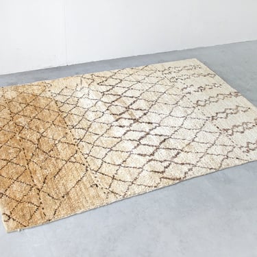 Vintage Wabi Sabi Handmade Indian Rhombus Woven Jute Area Rug Brown Beige Mid Century Modern Carpet Bohemian Abstract Scribble Organic Tan 