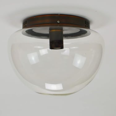 Vintage Ceiling/Wall Lamp, Cooper and Clear Glass Lamp, MCM Ceiling Light, Yugoslavia 70s Lighting, Flush Mounth Ceiling Light, Retro Lamp 