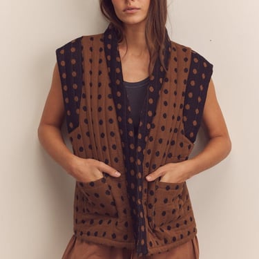 amente Quilted Tie Waist Vest - Mocha