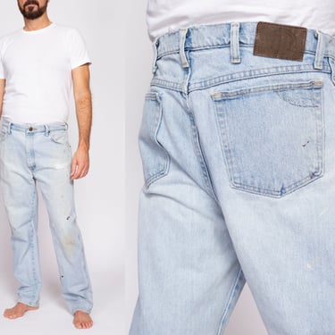 90s Cabela's Distressed Light Wash Jeans - 36x32 | Vintage Outdoor Gear Denim Straight Leg Jeans 