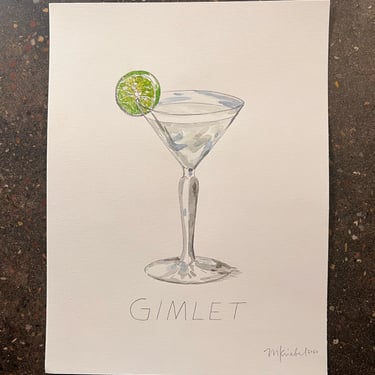 Gimlet Cocktail Original Watercolor Painting