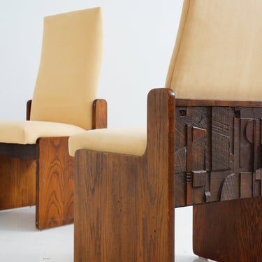 Set of Brutalist Dining Chairs by Lane, 1970s 