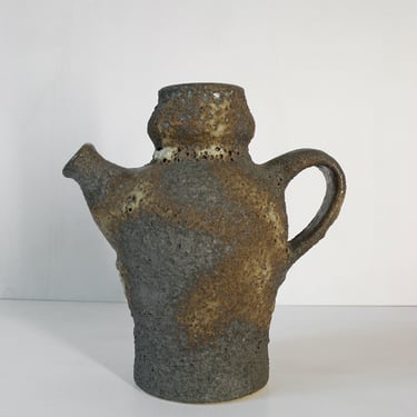 Vintage Jopeko Keramik Scorched Earth Textured Fat Lava Ceramic Pitcher Vase Retro Mid Century Modern West German Pottery Studio Art Teapot 