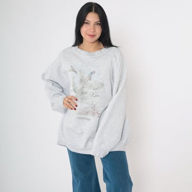 90s South Dakota Sweatshirt Pheasant Bird Farm Sweatshirt Heather Grey Crewneck Slouchy 1990s Vintage Pullover Gildan xxl 