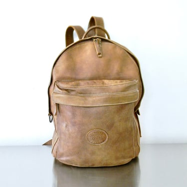 Vintage Roots Natural Tribe Leather Student Back Pack, Refurbished 00s Rustic Brown Unisex Laptop Bag, Carry On Bag, Overnight Business Bag 