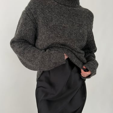 Vintage Salt and Pepper Mohair Turtleneck Sweater