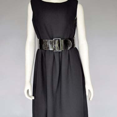 1960s black Norman Norell belted dress M/L 