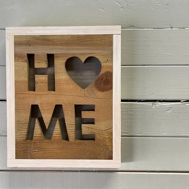 Home with Heart Wood Sign Wooden Sign HOME Rustic Art Heart Home Plaque Wall Hanging Kitchen Entryway Family Sign Neutral Wood Decor 
