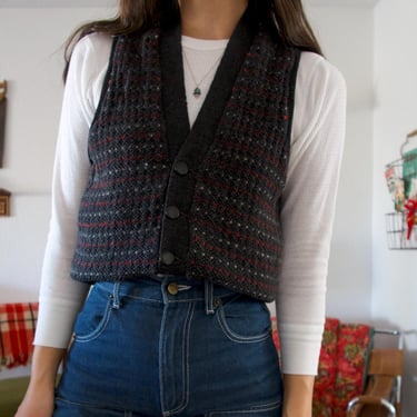 Vintage 50's Warren Knit Wool Knitted Button-up Sweater Vest 