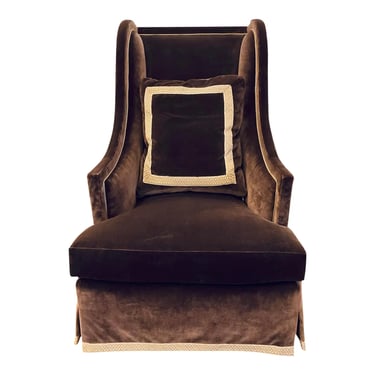 Theodore Alexander Transitional Sable Velvet Wingback Chair