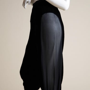 Pierre Balmain Couture silk velvet cropped harem trousers with dramatic sheer silk panels 