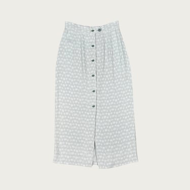 (28") Pastel Mint Green Diamond Pattern Vintage Maxi Skirt