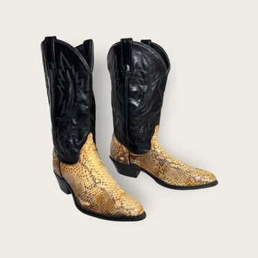 Vintage Women's Acme DINGO Snakeskin Cowboy Boots ~ size 6 1/2 M ~ Western ~ Hippie / Boho ~ Rockabilly 