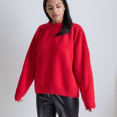 Vintage red wool crew neck sweater // L (2387) 