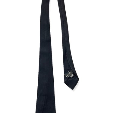 Vintage 1930s Black Silk Necktie ~ Art Deco / Rockabilly / Swing ~ Neck Tie / Cravat 