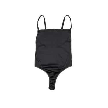 Vintage Victoria's Secret Gold Label Black Shiny Straight Neckline Bodysuit Size Medium Satin Camisole Bodysuit Formal Tank Bodysuit 