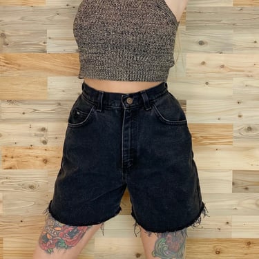 90's Lee High Waisted Black Jean Shorts / Size 25 26 