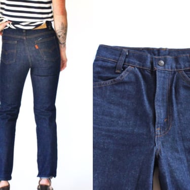 26” x 27.5” 1970s Levis SF 207 Orange Tab Dark Wash Denim Jeans Made in USA 546 - 70s Straight Leg High Waist Jeans 