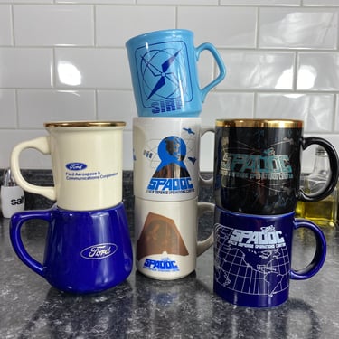 Vintage Space Related Mugs | Ford Aerospace & Communications | SPADOC Space Defense Operations Center | LORAL Command and Control Systems 
