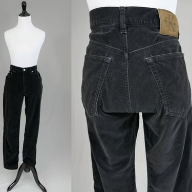 90s Calvin Klein Black Velveteen Pants - 31 waist - Jeans Style - Vintage 1990s - 31.5