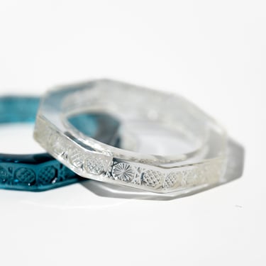 Etched Resin Thin Hexagonal Clear Resin Bangle