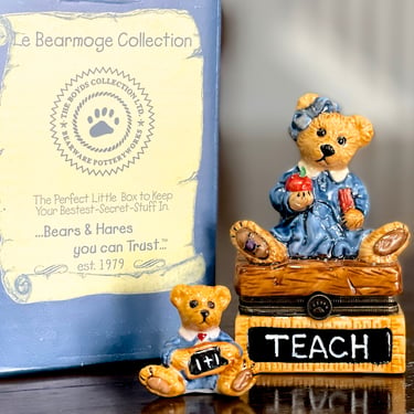 VINTAGE: 1997-8 - Boyds Bears Trinket Box Figurine with Surprise - "Ms Bruin the Teacher Bear" - NIB - Collectable - SKU Tub-27-00035251 