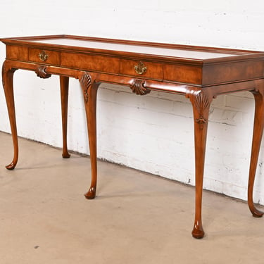 Baker Furniture Queen Anne Burled Walnut Console Table or Sideboard