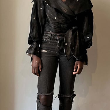 Pilar Rossi for Neiman Marcus black and bronze silk wrap 