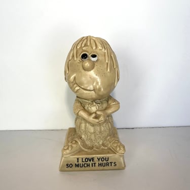 Vintage Russ Berri & Co Statue, I Love You So Much It Hurts Statue, 70s Home Decor, Office Decor, Novelty Gift, Valentines Gift, Birthday 