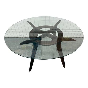 Mid-Century Modern Adrian Pearsall Walnut Glass Compass Dining Table 