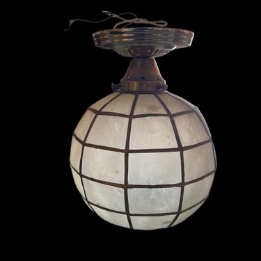 Vintage 1950s Capiz Shell Ceiling Lamp 