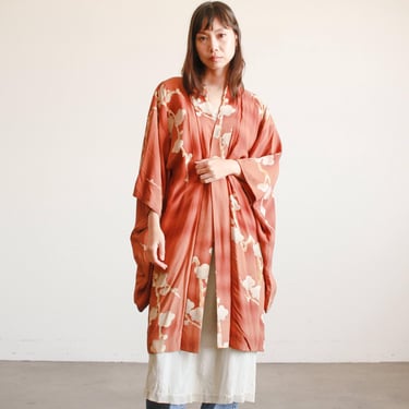 1950s Sienna Brown Reversible Silk Kimono 