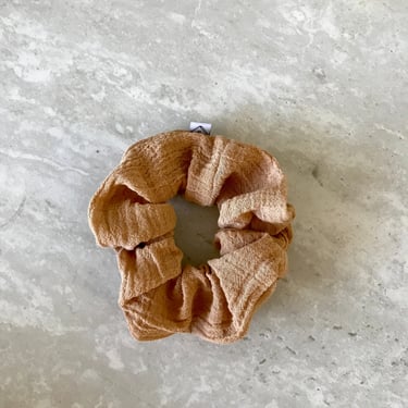 ochre cotton gauze scrunchie | dyed with acacia wood | plant dyed handmade scrunchie 