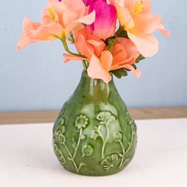 Green Floral Bud Vase
