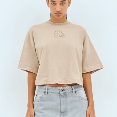 Miu Miu Women Logo Embossed T-Shirt