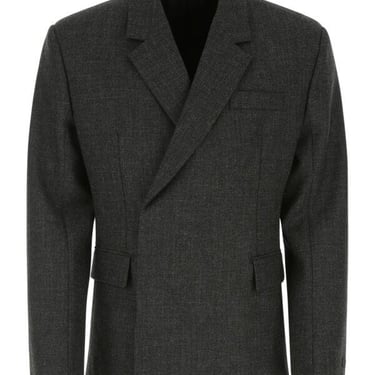 Prada Men Melange Dark Grey Wool Blazer