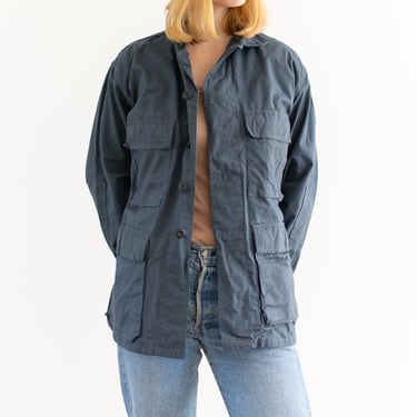 Vintage Slate Blue Grey Cotton Ripstop Lightweight Jacket | Unisex Windbreaker | M | 