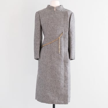 Marvelous 1960's Structured Grey Wool Coat Saks Fifth Ave / Sz M