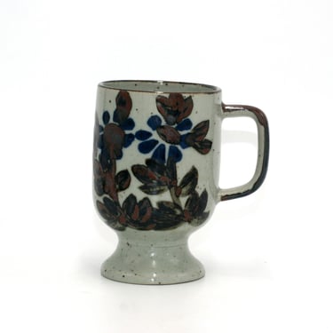 vintage speckled stoneware footed mug 
