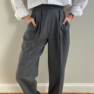 Vintage Iron Wool Pinstripe Trousers