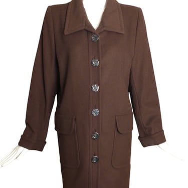 YVES SAINT LAURENT- 1980s Brown Wool Coat, Size 12