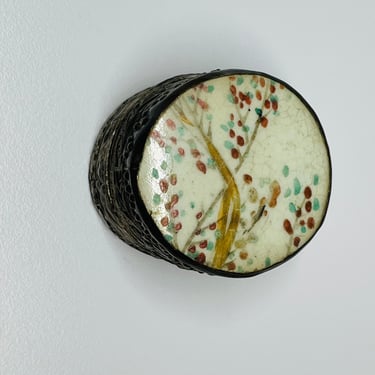 Round Metal Pill Box with Painted Enamel Top