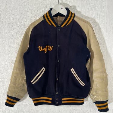 Vintage 1960's UW Huskies Lasley Knitting Co Varsity Jacket Size Small