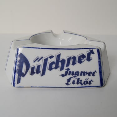 Art Deco Porcelain Advertising Ashtray Püschner Bitter, 1920's. 